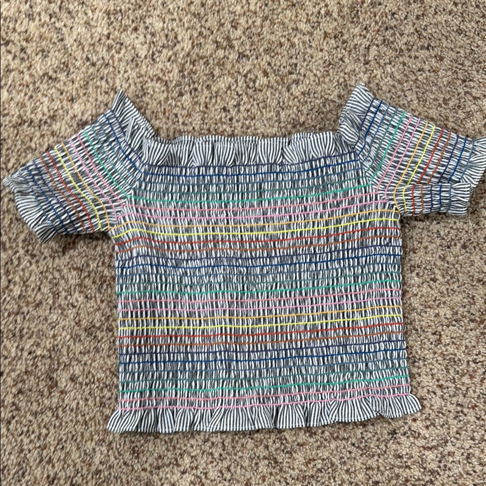 Colorful Striped Off-Shoulder Top